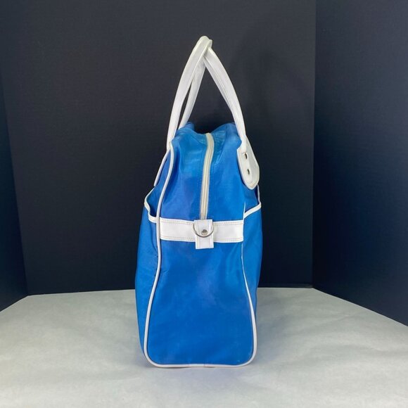 Vintage Speedo Footed Gym Travel Zip Bag Blue and White - Picture 2 of 15